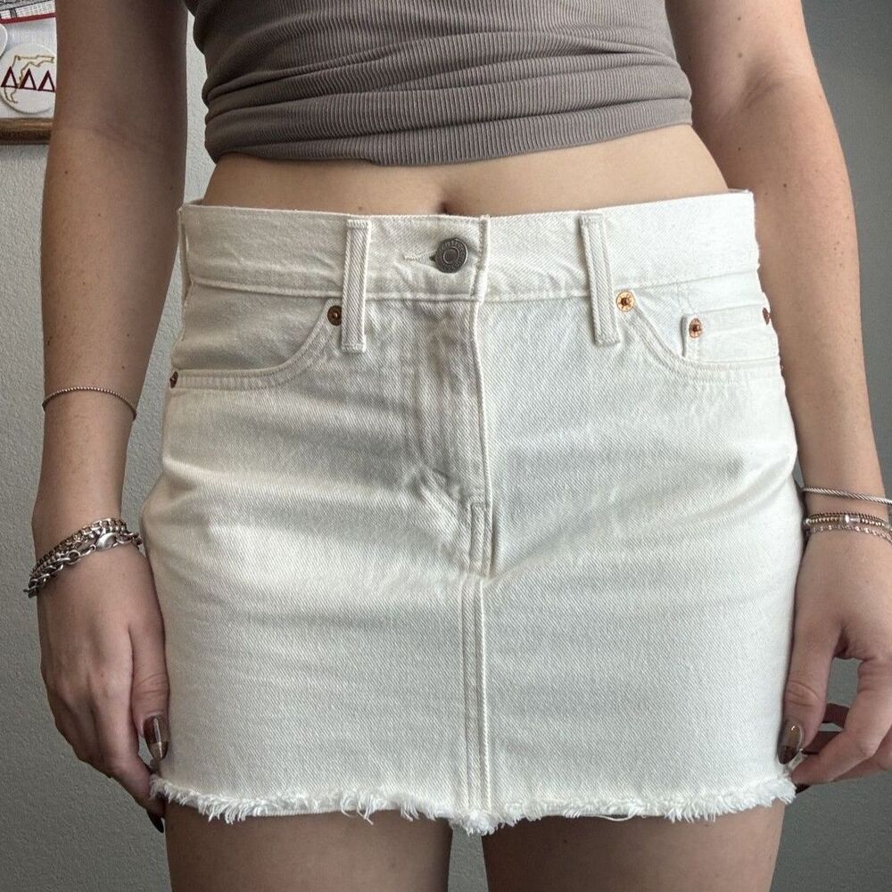 Levi's White Denim Mini Skirt